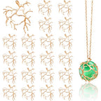 Hicarer 20 Pcs Pendant Trays for Jewelry Making Branch Shape Metal Claw Cage Pendant Holder Crystal Cage Necklace Open Bezels for DIY Necklace Jewelry Making Supplies - color: Gold
