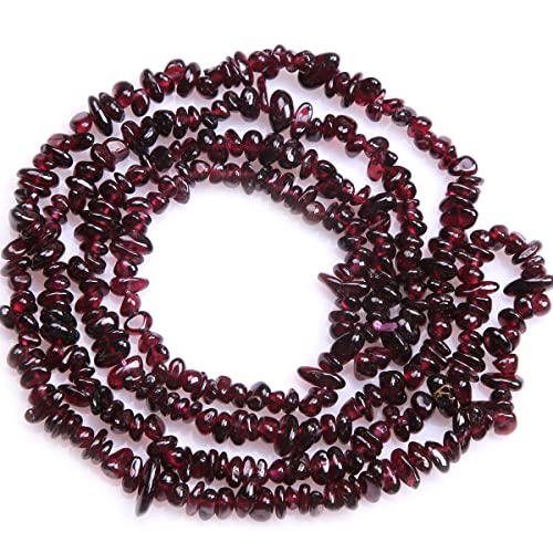 GEM-Inside Garnet Chips Natural 3-5MM Gemstone for Bracelet Necklace Earrings Jewelry Making Crafts Design Wholesale Loose Beads 34" - color: Red Garnet