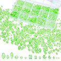 1500 Pcs Crystal Glass Beads for Jewelry Making – 12 Styles Bicone, Rondelle, Cube, Teardrop & 3mm Spacer Beads, DIY Bracelet Necklace Earring Craft Kit with Organizer Box(Green) - color: Green