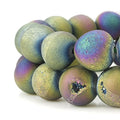 RUBYCA Round Dyed Electroplated Druzy Agate Quartz Crystal Gemstone Beads (1 Strand,Rainbow, 6mm) - color: Rainbow Color, size: 6mm