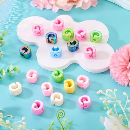 Beadthoven 20pcs Big Letter G Beads Large Hole Bubble Alphabet Acrylic Beads Charm Iridescent Plastic G Shape Loose Chunky Spacers for Jewelry Making Bracelet Necklace Keychains Shoelaces Crafts - color: G