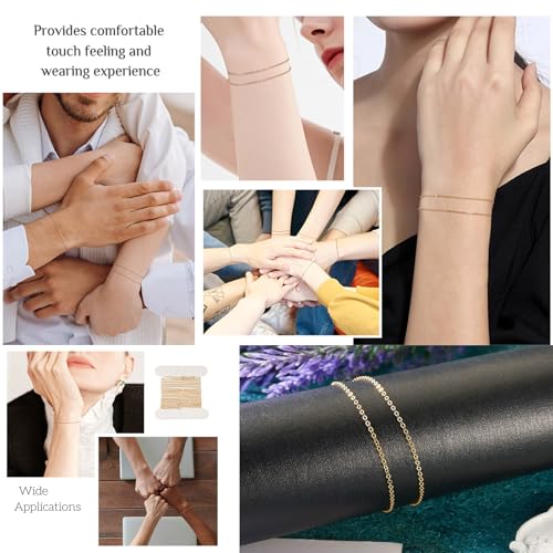 Elecrelive 3.28FT 14K Gold Filled Chains 1.5mm Brass Cable Chains Thin Weldable Link Curb Necklace for Permanent Jewelry Necklace Bracelet Making - color: Golden-Cable Chain