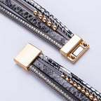 FANCY SHINY Mothers Day Gifts Boho Leather Wrap Bracelet Stackable Infinity Chunky Cuff Bracelets Western Hippie Outfits Jewelry Valentine Gifts for Women - color: Snakeskin Grey