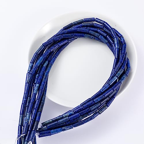 Natural Lapis Lazuli Cylinder Tube Beads 4x13mm 38cm/str Loose Semi Gemstone Stone Beads for Making Bracelets Necklace Earrings - color: Lapis Lazuli, size: 4x13mm Cylinder