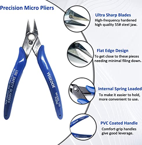 Flush Wire Cutter, 10PACK Diagonal Cutting Pliers, 5inch Side Cutter, Nippers, Small Wire Cutters, Shear Cutters, Wire Snips for Electronic Floral Wire Model Sprue Soft Copper, Blue - style: blue wire cutters x 10