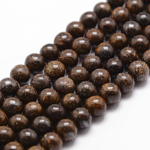 45Pcs Natural Bronzite Beads 8mm Round Natural Gemstone Beads Smooth Loose Spacer Bead for DIY Craft Bracelet Necklace Earrings Jewelry Making Supplies - color: Natural Bronzite