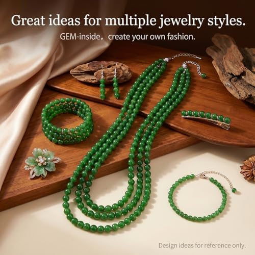 GEM-Inside Natural 12mm Green Taiwan Jade Gemstone Loose Beads Round Crystal Energy Stone Power for Jewelry Making 15" - color: Green Taiwan Jade, size: 12mm