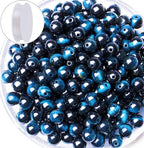 QINJIEJIE 60PCS Blue Sapphire Tiger Eye Beads 8mm Stone Beads Round Loose Gemstone Bead for Bracelet Beading Crystal Jewelry Making DIY Necklace Earrings 0.32" - color: Sapphire Tiger's Eye, size: 60PCS