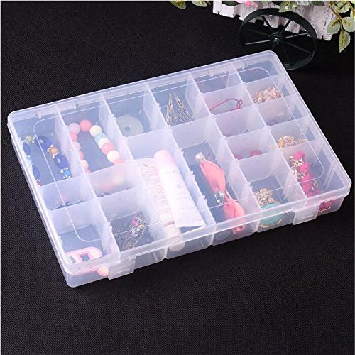 Gospire 36 Grids Clear Plastic Jewelry Box Organizer Storage Container with Removable Dividers (36 Grids - Clear) - color: Clear-36 Grids