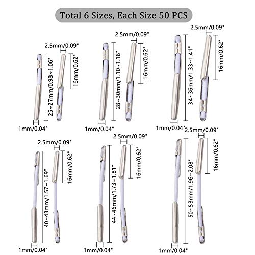 UNICRAFTALE About 300pcs 6 Sizes 25-53mm Elastic Barbed Cord with Stainless Steel Findings Stretch Cord with Metal Ends Metal Barbs Barbed Fasteners for Binding Hanging Findings - size: 25-53mm