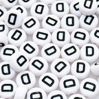 Amaney 100pcs D Letter Beads 7x4mm White Round Acrylic Black Alphabet for Bracelet Jewelry Making - color: D