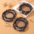 Natural Stone Bracelet 8mm Mens Black Beaded Bracelets Hematite Obsidian Onyx Lava Beads Bracelet Healing Crystal Bracelet for Men - style: Leopard Head