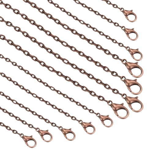 HARFINGTON 20 Pack 18 Inch Necklace Chains Bulk 2mm Red Copper Plated Cable Chains with Lobster Clasps for Jewelry Making - color: Red Copper, size: 18 Inch x 2mm