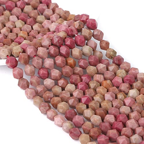 BEADIA Faceted Natural Red Wood Marble Stone Round Beads 6mm 36cm/Strand for Jewelry Making - color: Red Wood Marble, size: 6mm