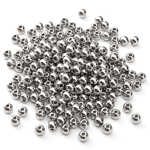 304 Stainless Steel Round Beads 5.0mm 200pcs Spacer Beads for Jewelry DIY Making and Repairing - size: 5.0mm