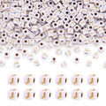 FASHEWELRY 500Pcs White Golden Letter Beads 4.5mm Square Alphabet Beads Acrylic Cube Letter J Beads for Friendship Bracelet Necklace Keychains Jewelry Making - color: Letter J
