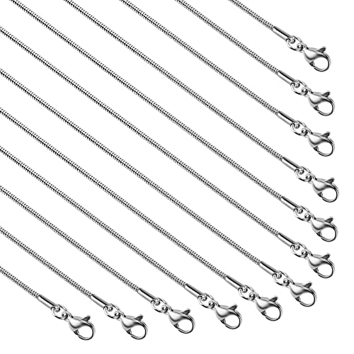 UMAOKANG 12pcs 16 Inch Snake Chain Necklace for Jewelry Making, Silver Plated Stainless Steel Chains Bulk Jewelry Making Supplies - color: Silver Snake, size: 16 Inch