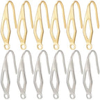 SUNNYCLUE 1 Box 80Pcs French Hook Ear Wires Stainless Steel Earring Hooks Metal 18K Gold Plated Silver Wide Fishing Earrings Wire Hook with Vertical Loop for Jewelry Making Findings DIY Crafts Women - style: Teardrop 2