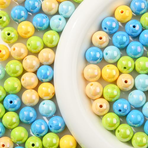 16mm Acrylic Beads 100pcs Chunk Bubblegum Bead Beads for Pens for Necklace Jewelry Bracelets DIY Crafts Making (greenblue) - color: greenblue