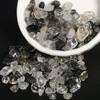 30in Black Rutilated Quartz Natural Chip Stone Beads 5-8mm About 230pcs, Irregular Drilled Transparent Black Bead for Bracelets Jewelry Making Supplies for Adults, DIY Crafts. - color: Black Rutilated Quartz