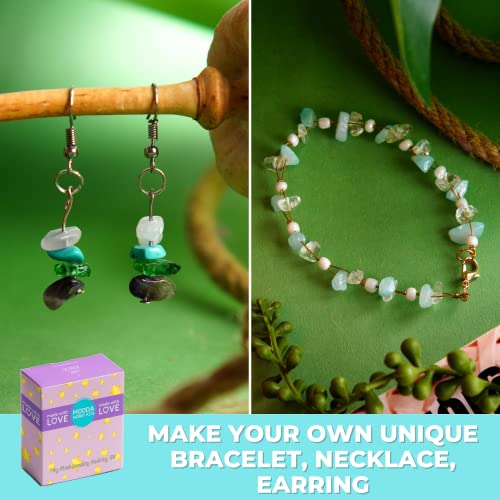 MODDA Natural Stone Jewelry Making Kit - Includes Crystal, Chip Beads, Necklace, Bracelet, Earrings, Ring Making Supplies, Crafts for Adults, Beginners, Christmas Gift for Teens, Girls, Women, Moms - color: Natural Stone Jewelry Making kit