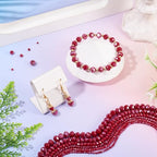 6 Strands Faceted Crystal Glass Beads Strands 2/3/4/6/8mm Rondelle Electroplate Glass Loose Spacer Beads Pearl Luster Plated for DIY Bracelet Necklace Jewelry Making, Dark Red - color: 2/3/4/6/8mm-Dark Red