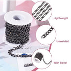 Craftdady 16.4 Feet Aluminum Curb Chain Link Black Twisted Cable Cross Chain Unwelded 10x6.5mm with Spool for Bracelet Necklace Tassel Earring Jewelry Making - color: Black, 10x6.5mm