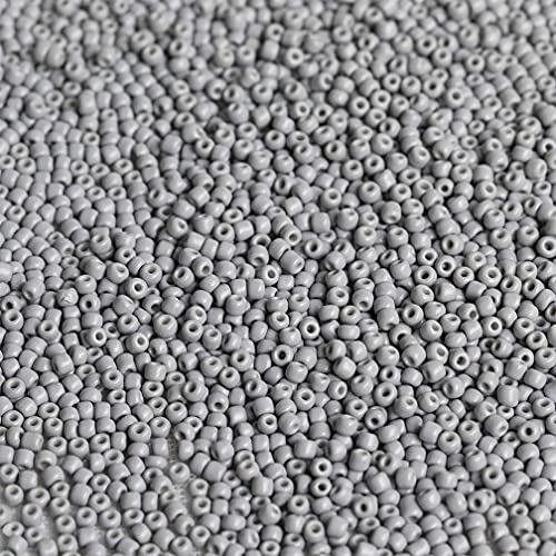 Size 6/0 Crafts Glass Seed Beads 4mm Gray Beads for Jewelry Making (Total About 100g About 1200pcs) - color: Gray