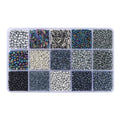 Mix 15 Color Glass Seed Tube Beads Glass Bugle Beads Loose Kit for Jewelry Making DIY Craft Beading (Mix 15 Color, Black) - color: Black
