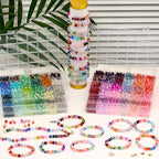 XSEINO 2400 Pieces 8mm Crack Glass Beads for Jewelry Making,48 Dazzling Colors Round Glass Beads for Making and DIY Crafts - color: 4Box Crackle Glass Beads