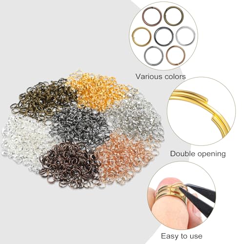 Hotop 1402 Pieces Split Jump Rings Set, Double Closed Jump Ring Multi Color Jewelry with Craft Loop Opener and Split Ring Plier for DIY Necklace Bracelet Craft Making(Multi Colors)