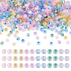 Beadthoven 405Pcs 4mm Bicone Glass Beads Mixed Color Crystal Glass Seed Beads Rainbow Plated Transparent Small Mini Pony Loose Spacers for Bracelets Jewelry Making Necklace DIY Crafts Supplies - color: Mixed