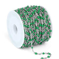 33 Feet Stainless Steel Enamel Chains Bulk, 2mm 304 Stainless Steel Green Enamel Beaded Cable Link Chain Roll Spool for Jewelry Making - color: Stainless Steel Green Beads