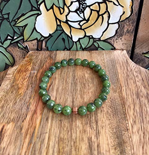 Mens Nephrite Jade Bracelet, Canadian Nephrite Jade, High Quality 8mm Canadian Nephrite Jade Bracelet, Authentic Nephrite Jade, Green Jade