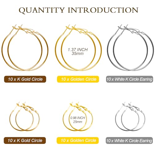 Hoop Earring Findings Stainless Steel Earrings Beading Round Earrings Hypoallergenic Open Beading Hoop for Jewelry Making DIY Crafts Art Creation (25/35mm) - color: 25/35mm