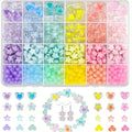 420 Adorable Acrylic Beads Set - Cute Mixed Shape Stars, Hearts, Flowers and Round Beads for DIY Jewelry, Hair Accessories and Crafts