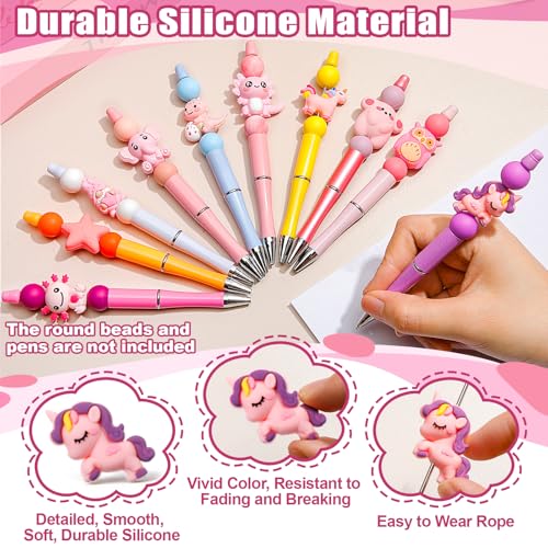Ferreve 40 Pcs 3D Silicone Focal Beads for Pens, Keychain Making, Focal Beads Bulk for Beadable Keychain DIY Crafts Bracelet Necklace Phone Chain Charms Jewelry Making(Animal Pink) - style: Animal Pink