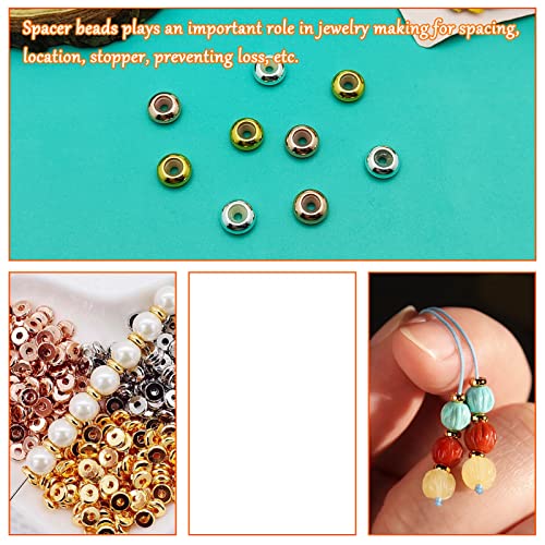 90pcs Slider Beads 8mm Stopper Beads with Rubber Inside Brass Silicone Slider Beads Adjustable Slider Clasps for DIY Bracelets Necklaces Jewelry Making(2mm Hole,3Colors) - color: Gold,silver,rose gold