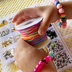 Elastic String for Bracelets, QBJAYTY 1mm Strong Elastic Stretchy String Cord for Bracelet Making, Bracelet Elastic String for Pony Kandi Letter Beads Beading, Black White Rainbow String - size: 1mm, style: black white rainbow