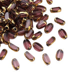 Glass Rice Beads Clear Purple 4x6mm 50pcs Faceted Oval Golden Edge Crystal Loose Beads for DIY Craft Jewelry Making - color: Clear Purple