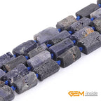 GEM-Inside 28Pcs 8x12mm Natural Blue Sapphire Quartz Gemstone Faceted Freeform Tube Column Chakra Beads for Jewelry Making Full 15" Strand Power Energy Healing Stone - color: Blue Sapphire