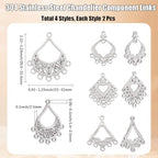 Beebeecraft 8Pcs 4 Styles Chandelier Component Links Charm 304 Stainless Steel Connector Charms Antique Tibetan for Jewelry Making Earring Necklace DIY Crafts Findings