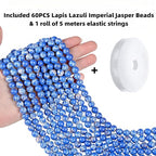 QINJIEJIE 60PCS Lapis Lazuli Imperial Jasper Beads 8mm Stone Beads Round Loose Gemstone Bead for Bracelet Beading Crystal Jewelry Making DIY Necklace Earrings 0.32" - color: Lapis lazuli Imperial Jasper, size: 60PCS