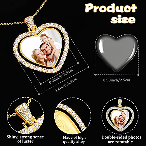 Hicarer 24 Pcs Rhinestone Pendant Trays Set Including 8 Heart Shape Double Sided Blank Pendant Charms with 16 Glass Domes Blank Discs Necklaces Halloween Jewelry Making - color: Gold, Silver