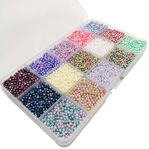 Chenkou Craft 12000pcs 2.8mm Assorted 15 Gradient Colors No Hole Round Ball Bead Scrapbooking Craft DIY Beads Decoration + Plastic Box (Gradient Colors, 2.8mm) - color: Gradient Colors, size: 2.8mm