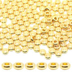 200Pcs 5mm Gold Flat Spacer Beads 18K Gold Plated Loose Beads for Jewelry Making DIY Bracelet Necklace Earring - size: 5mm