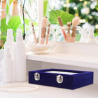 Coobbar 7-Row Royal Blue Ring & Earring Organizer, Transparent Lid Jewelry Box, Luxury Lockable Holder, 2-Pack Jewelry Tray Display for Shows, Countertop Storage Case