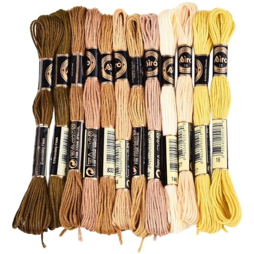 12 Skeins 6 Strands Variegated Embroidery Floss Thread Gradient Friendship Bracelet String Polyester Cross Stitch Yarn Threads Bulk for Hand Sewing Jewelry Bracelets Making Crafts Stitching - color: Fall Color