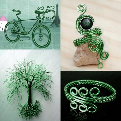Aluminum Craft Wire, 95 Feet 2.0mm/ 14 Gauge Green Bendable Soft Metal Aluminum Wire Roll Bulk for DIY Crafts Sculpting Jewelry Making - color: Green, size: 14 Gauge