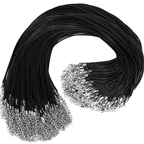 100Pcs Premium Leather Necklace Chains Bracelet Cord with Clasps for Pendants, Bulk Waxed Rope Necklace String, Black , 18" for Jewelry Making Supplies, 1.5mm DHOOZ - size: 18 inches 1 Color